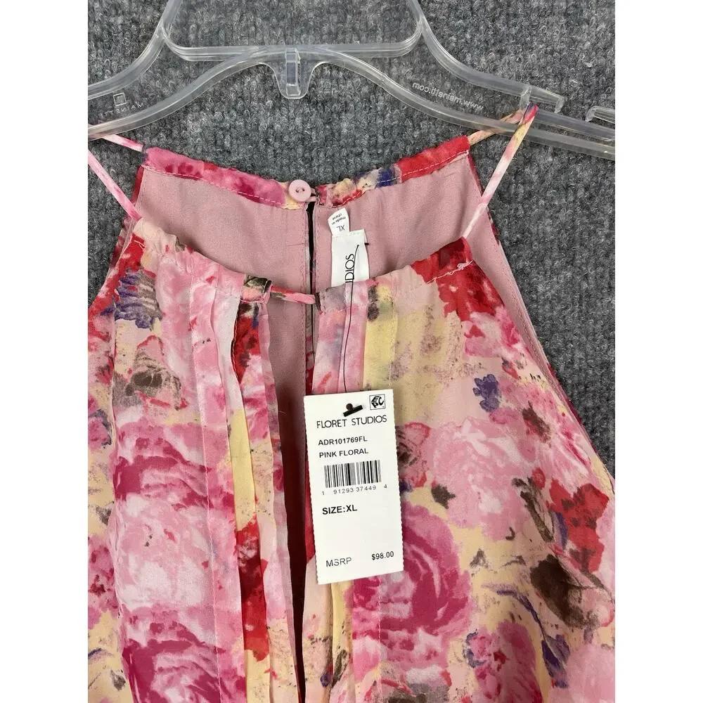 NWT Floret‎ Studios Floral Ruffle Waist dress, size, XL. Spring Summer Gorgeous